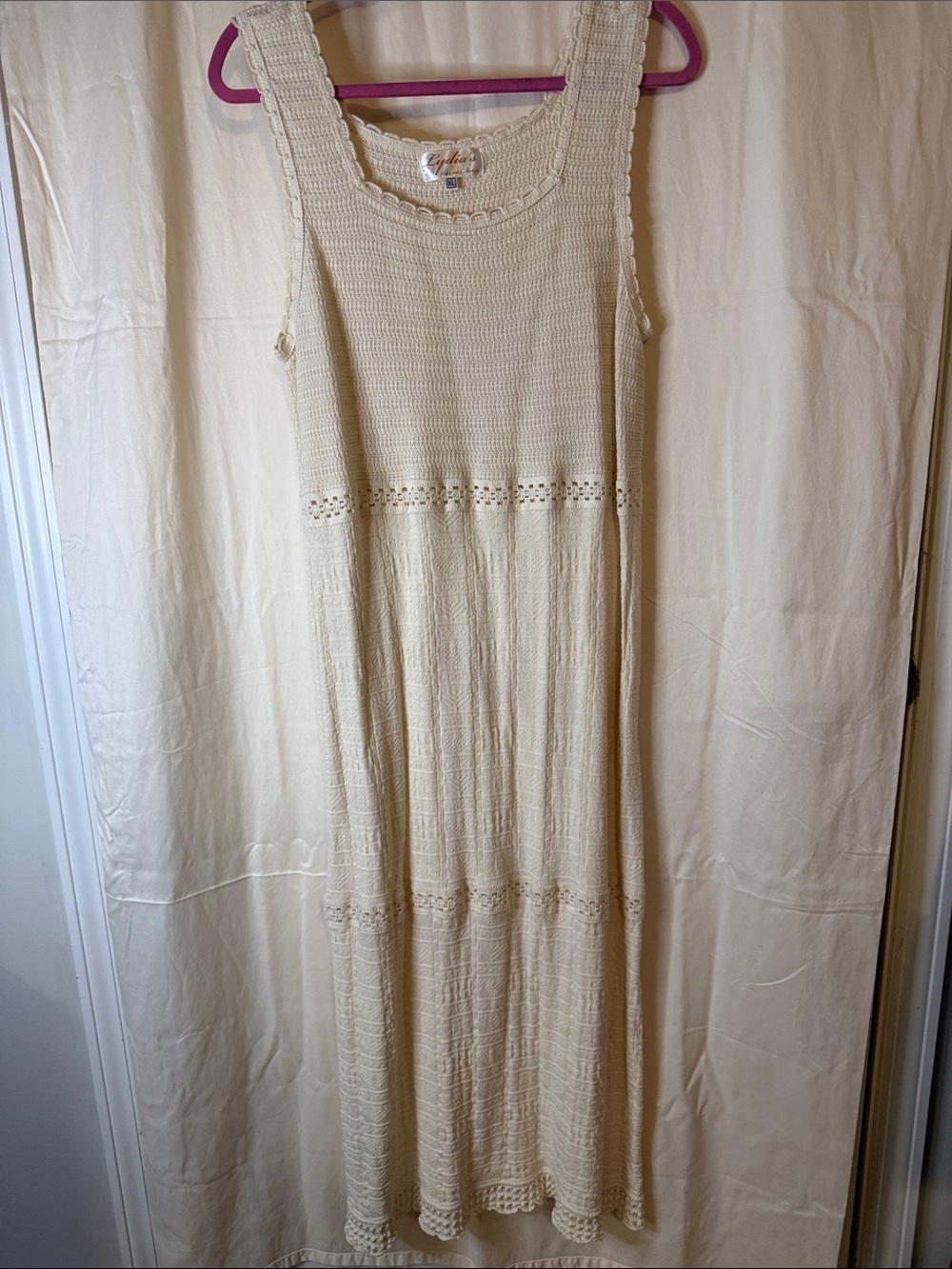 Cream Crochet Maxi Dress — Sleeveless Knit Summer Dress